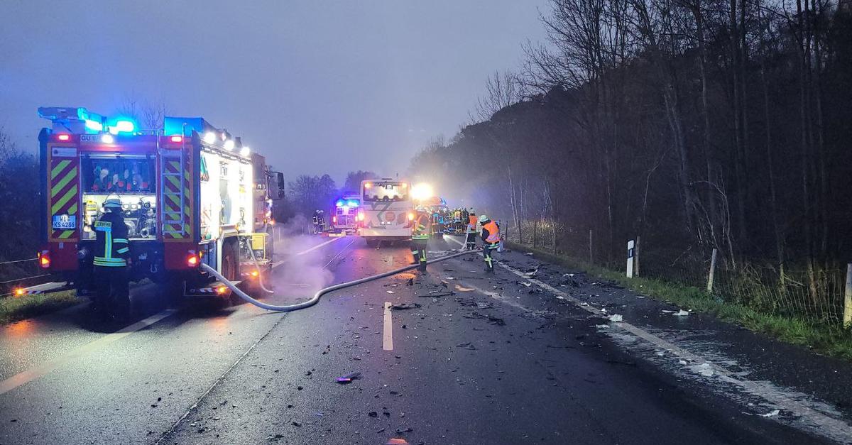 Unfall mit Linienbus auf B45: 24-Jhriger gettet