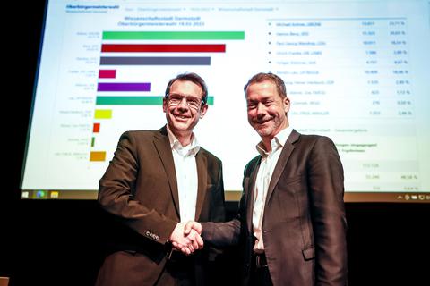 OB-Wahl Darmstadt  23 - Wahlparparty in der Centralstation. Hanno Benz und Michael Kolmer gehen in die Stichwahl.