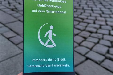 Werbezettel für die "GehCheck"-App. 