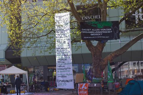 Der Baum muss geräumt werden, das Klimacamp will trotzdem weiter für den Umweltschutz protestieren. Foto: Jenifer Friedmann