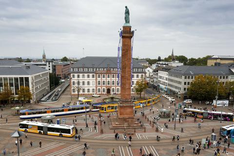 Der Luisenplatz in Darmstadt von oben. Foto. Guido Schiek