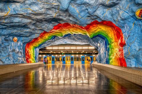 Gemälde einer U-Bahn-Station in Stockholm. Foto: Ingrid Kühlmann