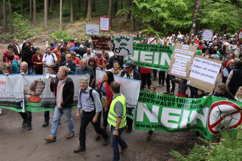 In Siedelsbrunn demonstrierten Windkraft-Gegner gegen das Projekt Stillfüssel.Foto: Ulrich Willenberg  Foto: Ulrich Willenberg