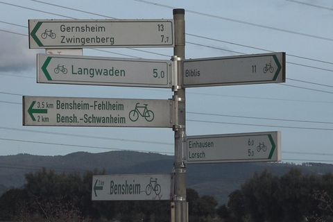 Zwei Fahrradfahrer wurden kurz nach 16 Uhr auf dem Radweg zwischen Lorsch und Einhausen von einem Mann mit einem Messer angegriffen. Foto: 5Vision Media