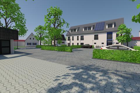 Das neue Ärztehaus ist auf dem ehemaligen Raiffeisen-Gelände auf dem Hähnleiner Marktplatz geplant.  Visualisierung: Dreher-Gruppe.