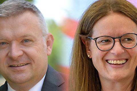 Peter Burger und Stephanie Herbert sind die Kandidaten bei der Bürgermeisterwahl in Gernsheim. Fotos: CDU/Robert Heiler