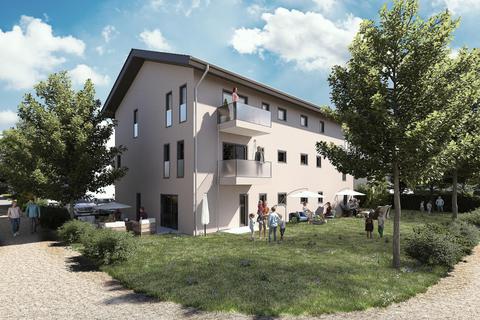 So soll es aussehen: Das Mehrfamilienhaus, das die Baugenossenschaft Ried im Groß-Gerauer Stadtteil Berkach errichtet.