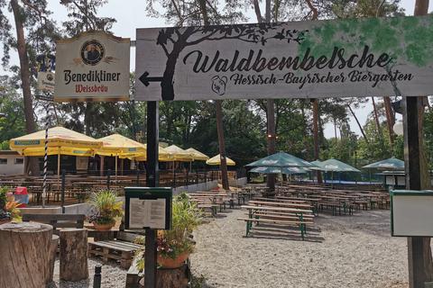 Der Biergarten Waldbembelsche im Rüsselsheimer Ostpark.