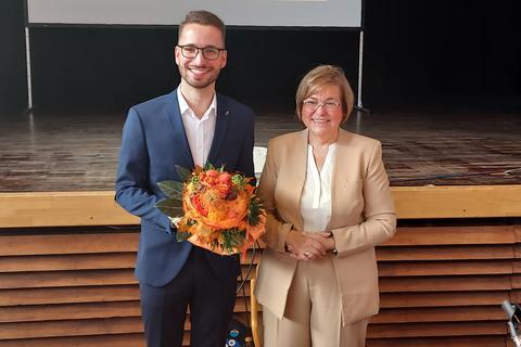 CDU-Direktkandidaten Luca Sören Karger und Sabine Bächle-Scholz. 