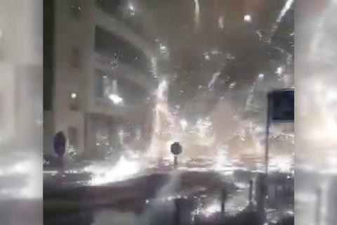 Die Explosion in der Mainzer Holzhofstraße. Screenshot: VRM
