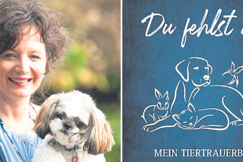 Die Autorin Kerstin Schaum mit ihrem Hund Buddy. Tiere sind ihr eine Herzensangelegenheit.        Foto: Daniel Kaufmann