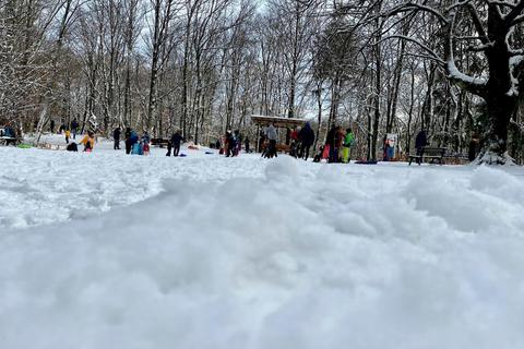 Auf dem Donnersberg war bereits am ersten Januar-Wochenende das Rodeln im Schnee möglich. Foto: Kreisverwaltung Donnersberg 