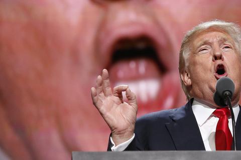 Donald Trump bei einer Rede auf dem Republikanischen Parteitag 2016 Foto: dpa