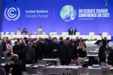 Glasgow: Delegierte verhandeln bei der UN-Klimakonferenz. Quelle: DPA-Bild