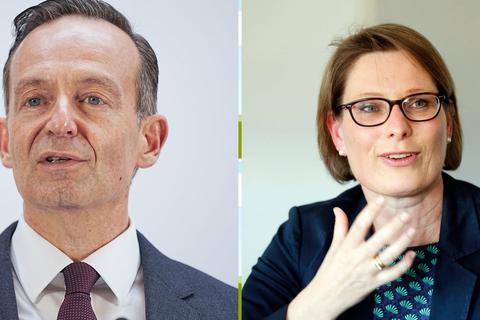 Volker Wissing, aktueller FDP-Generalsekretär (links im Bild) und Stefanie Hubig (SPD) haben Aussicht auf Ministerposten.   Fotos: dpa und Harald Kaster 