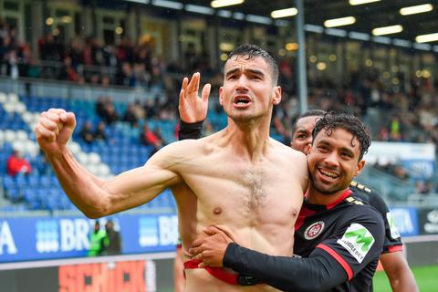 Im Hinspiel gegen Essen beim 3:1-Sieg traf Ivan Prtajin (links) doppelt. Ob er in Essen nach Verletzung und Gelbsperre wieder mitwirken kann, ist noch fraglich. 
