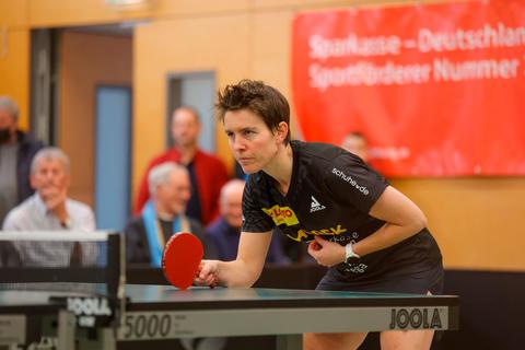 Volle Konzentration: Tanja Krämer steuerte drei Punkte zum Langstädter Remis in Berlin bei. © Guido Schiek/VRM Bild
