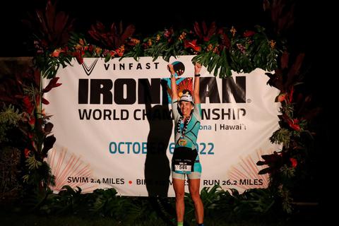 Tanja Tschech vom Rea Card Team TuS Griesheim belegte als bestplatzierte südhessische Age Grouperin beim Ironman auf Hawaii Platz vier in der Altersklasse F45. Foto: Tschech 