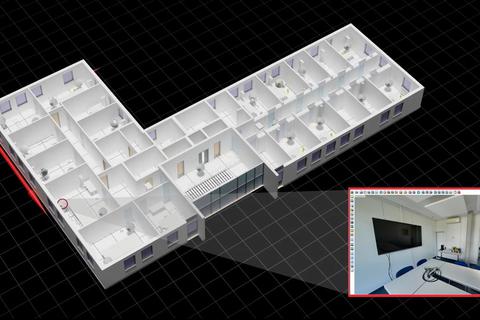 Ein Beispiel-Projekt der GmbH, die Ansicht eines digitalen Gebäude-Zwillings. Screenshot: Framence GmbH 